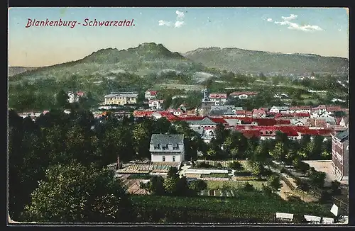 AK Blankenburg /Schwarzatal, Stadtansicht aus der Vogelschau