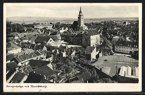 AK Langensalza, Teilansicht mit Marktkirche