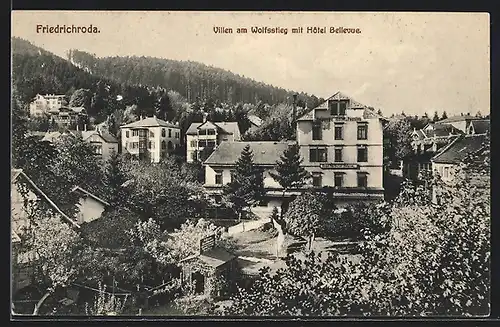 AK Friedrichroda, Villen am Wolfsstieg mit Hotel Bellevue