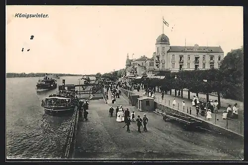 AK Königswinter, Ortsansicht mit Uferpromenade