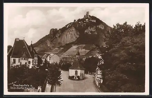 AK Rhöndorf, Kapelle mit Blick auf Drachenfels