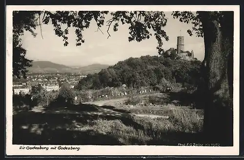 AK Godesberg, Ortsansicht mit der Godesburg