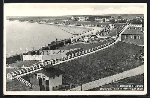 AK Büsum, Nordseebad, Südstrand vom Leuchtturm gesehen