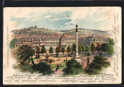 Künstler-AK Friedrich Perlberg: Stuttgart, Schloss