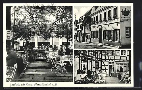 AK Oberdollendorf, Gasthaus zur Krone, Terrasse, Hof