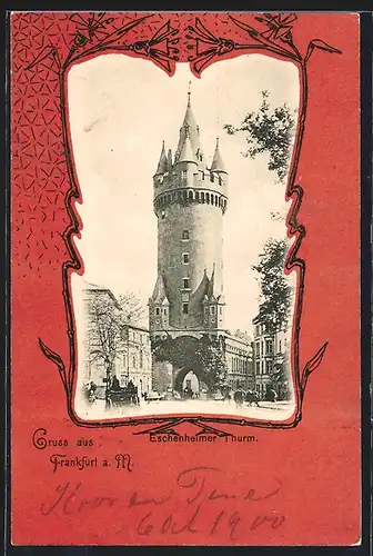 AK Frankfurt a. M., Eschenheimer Turm, Passepartout