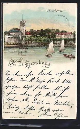 Lithographie Hamburg-Uhlenhorst, Uhlenhorster Fährhaus