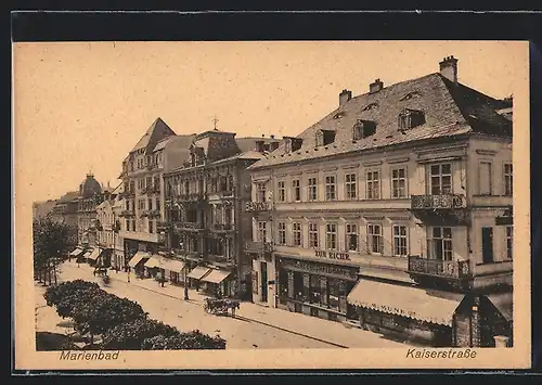 AK Marienbad, Kaiserstrasse mit Restaurant zur Eiche