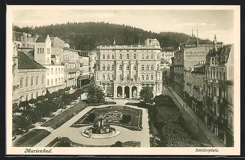 AK Marienbad, Schillerplatz mit Hotel Klinger