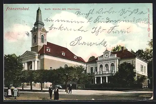 AK Franzensbad, Katholische Kirche mit Pfarrhaus