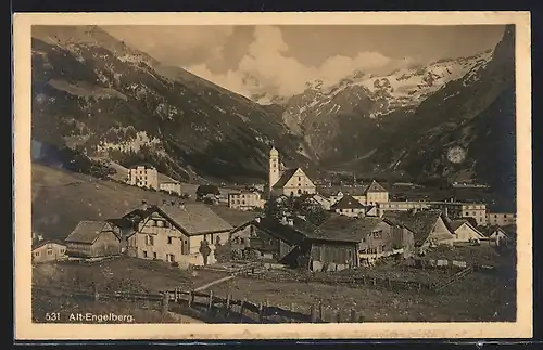 AK Alt-Engelberg, Ortspartie mit Kirche