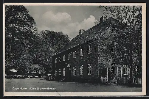 AK Schwentinetal, Gasthaus Oppendorfer Mühle, mit Wirtschaftsgarten