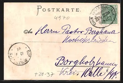 Passepartout-Lithographie Bad Oeynhausen, Soolbad und Wappen der Ortschaft