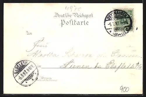 Lithographie Bad Oeynhausen, Soolbad, Termalbad, Goldfischteich