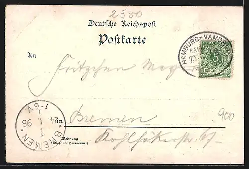 Lithographie Schleswig, Neuwerk, Dom, Ortsansicht