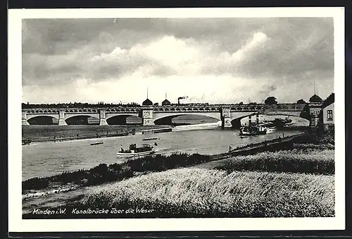 AK Minden / Weser, Kanalbrücke über die Weser