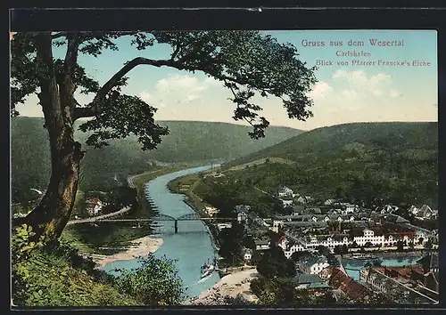 AK Bad Karlshafen, Ortsblick von Pfarrer Francke`s Eiche