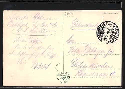 AK Porta, Blick zum Kaiser Wilhelm-Denkmal