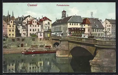 AK Kassel, Fuldabrücke mit Boot