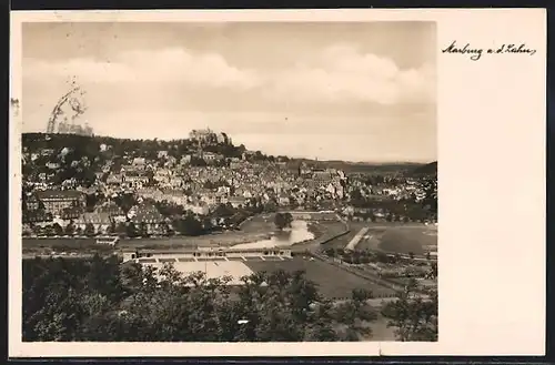 AK Marburg a. d. Lahn, Ortsansicht aus der Vogelschau