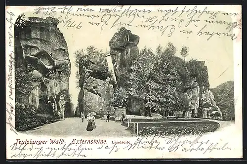 AK Externsteine, Teutoburger Wald mit Spaziergängern