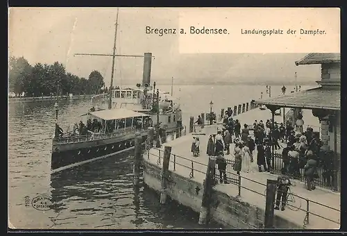 AK Bregenz a. Bodensee, Landungsplatz der Dampfer