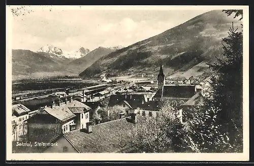 AK Selztal /Steiermark, Ortsansicht mit Bahnhof