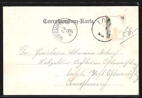 Lithographie Lofer, Maria Kirchenthal, Ortspartie mit Bergen