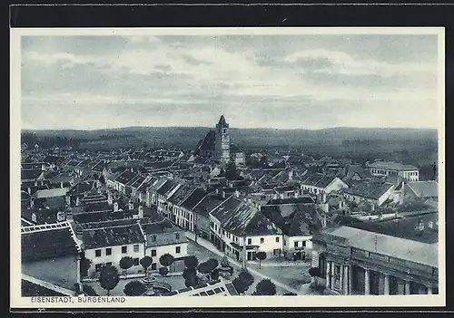 AK Eisenstadt, Teilansicht mit Kirche und Strassenpartie
