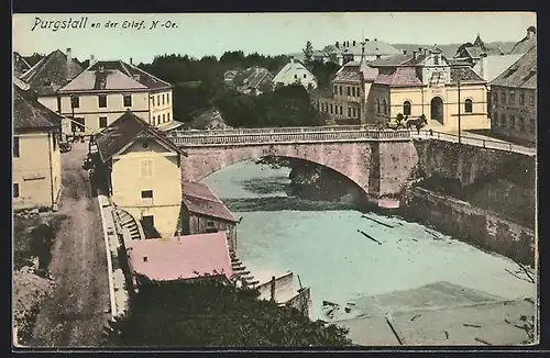 AK Purgstall an der Erlaf, Ortspartie mit Brücke