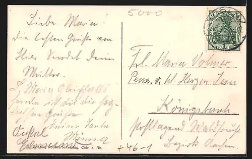 AK Köln. Strassenbahn am Weidmarkt mit Geschäften