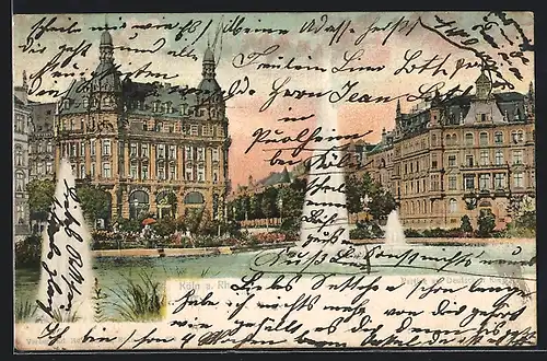 AK Köln-Neustadt, Strasse Deutscher Ring mit Fontäne