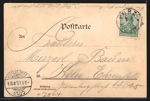 Holzbrand-Imitations-AK Köln a. R., Hahnentor, Denkmal Kaiser-Wilhelm I.