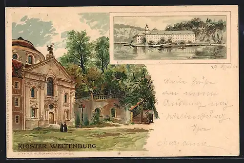 Lithographie Weltenburg, Kloster Weltenburg