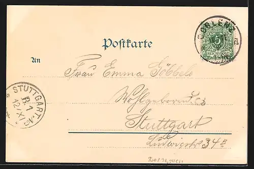 Lithographie Coblenz, Provinzial-Denkmal, Kaiser Wihelm I