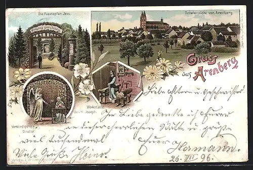 Lithographie Arenberg, Eingang zum Oelberg, Verkündigungsgrotte