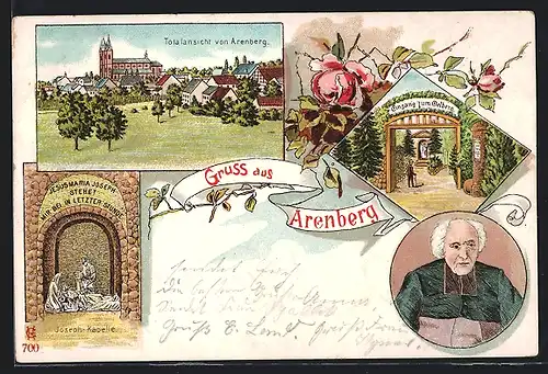 Lithographie Arenberg, Totalansicht, Eingang zum Oelberg