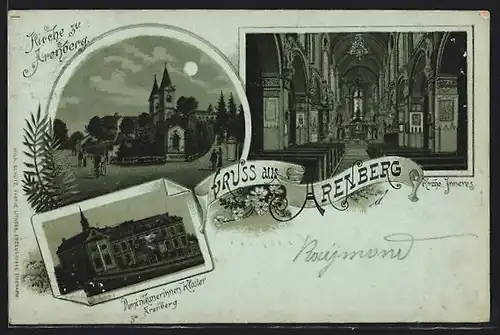 Lithographie Arenberg, Kirche, Dominikanerinnen Kloster