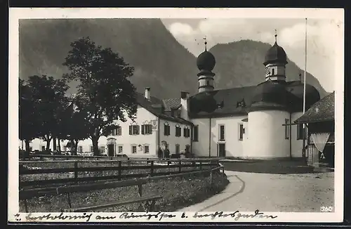 AK Schönau am Königssee, Wallfahrtskirche St. Bartholomä mit Gasthaus