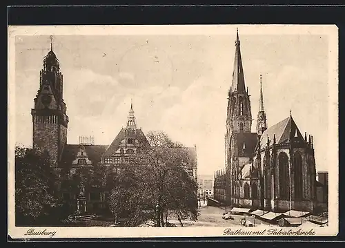 AK Duisburg, Rathaus mit Salvatorkirche