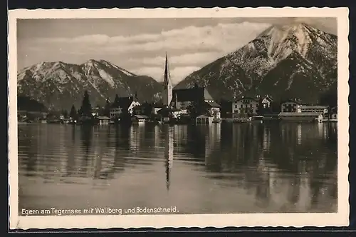 AK Egern am Tegernsee, Kirche gegen Wallberg und Bodenschneid