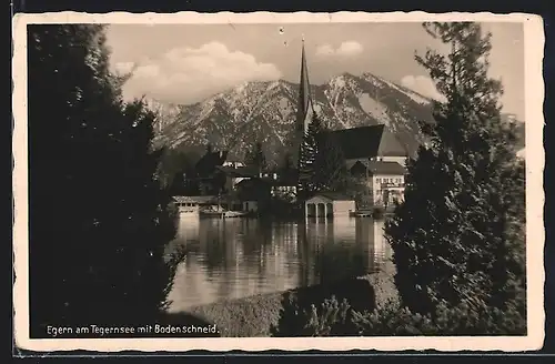 AK Egern, Tegernsee mit Bodenschneid