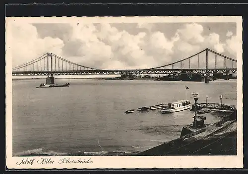 AK Uerdingen, Schiffverkehr unter der  Rheinbrücke