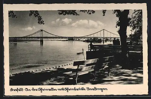 AK Krefeld, Rheinallee mit Rheinbrücke Uerdingen