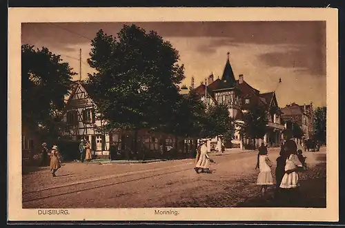 AK Duisburg am Rhein, Passanten am Monning