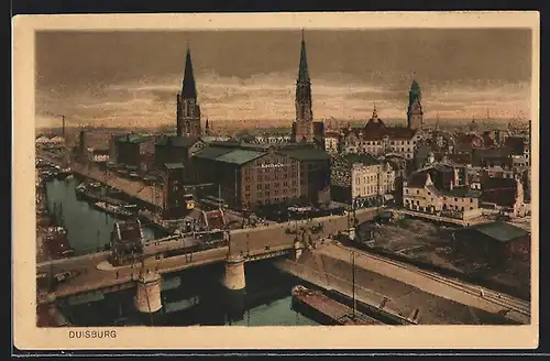 AK Duisburg, Hafenpartie und Kirchtürme