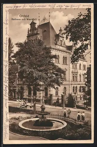 AK Krefeld, Rathaus mit Westwall