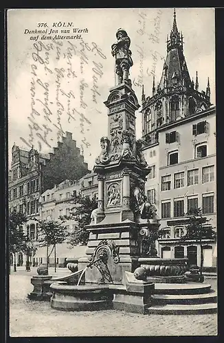 AK Köln, Denkmal Jan von Werth auf dem Altermarkt