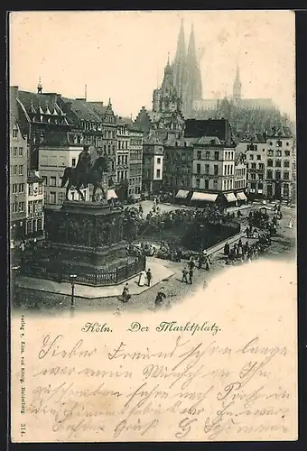 AK Köln, Marktplatz mit Kirche