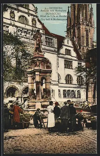 AK Duisburg, Rathaus und Marktplatz